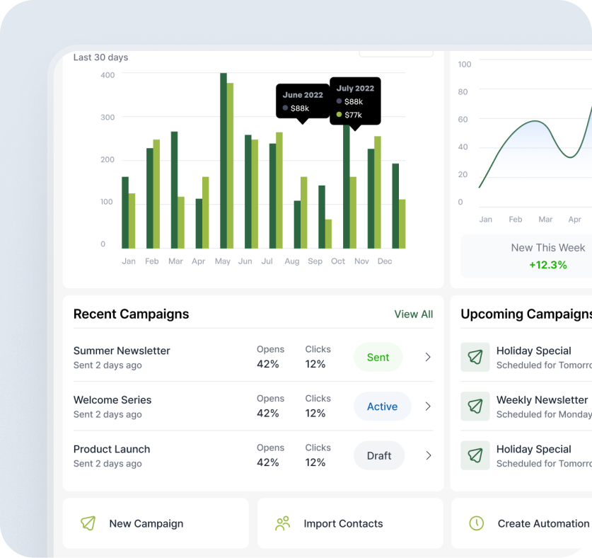 Email marketing campaigns, automation workflows, and transactional emails illustration